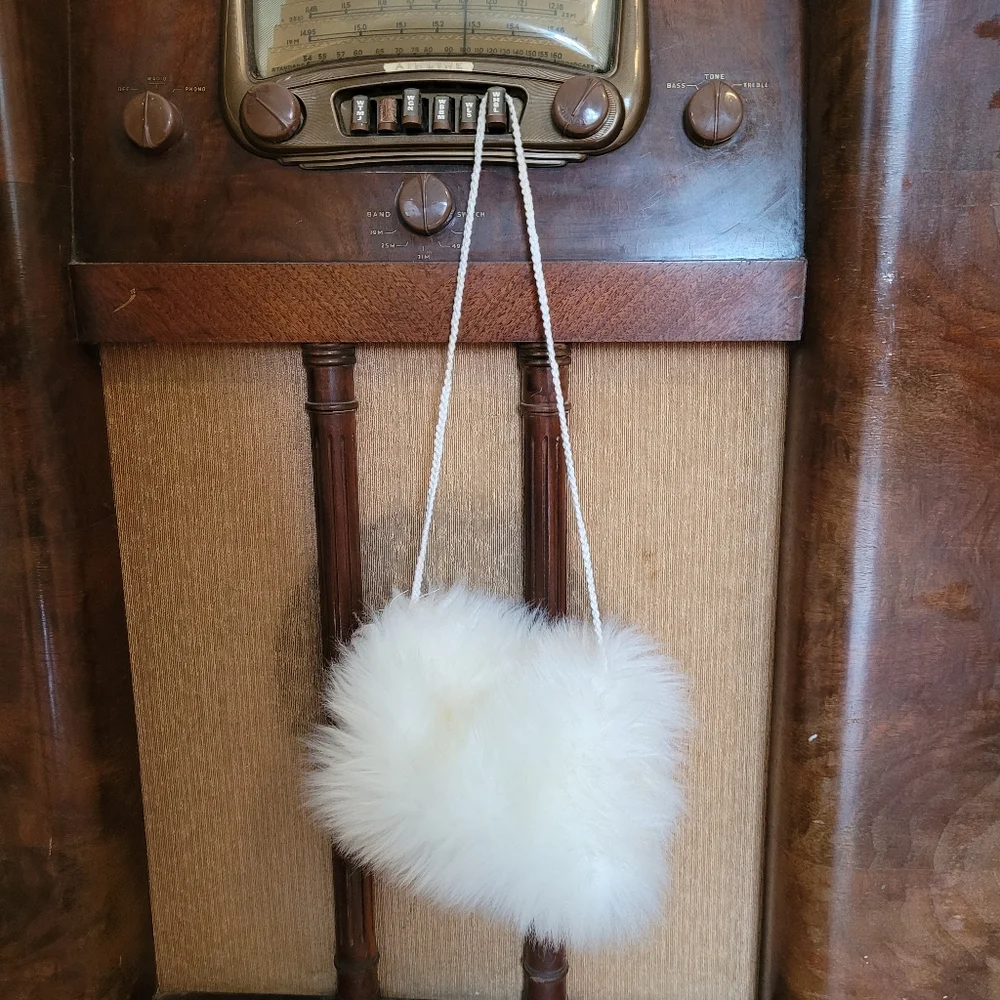 Vintage child's furry muff hand warmer